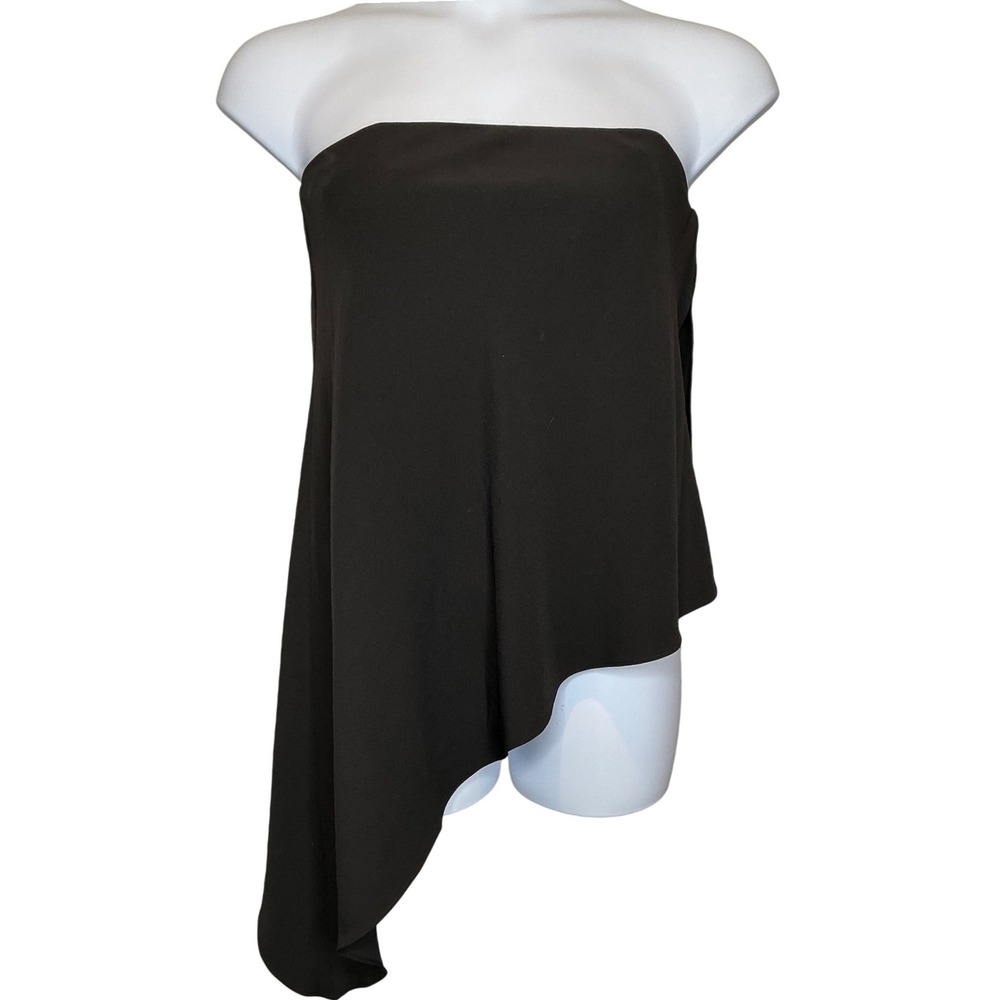 White House Black Market Womens Black Strapless Asymmetrical Top Sz 6 Going‎ Out